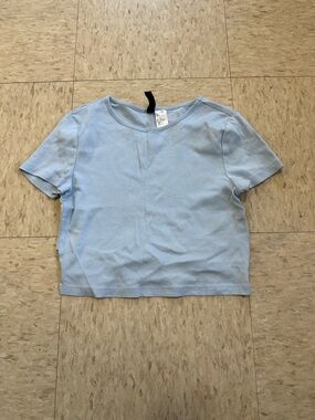 Light Blue Short Sleeve Crop Top